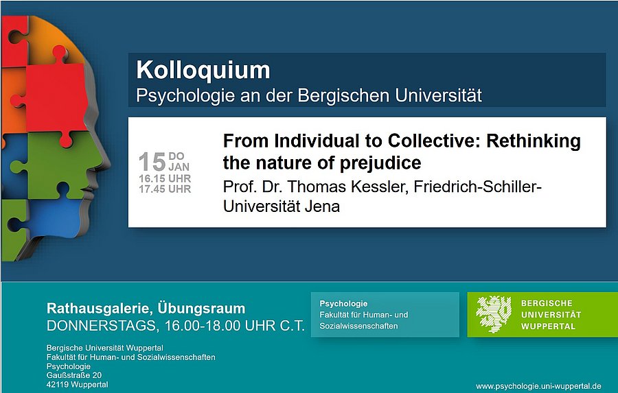 Ankündigung Institutskolloquium Prof. Dr. Thomas Kessler am 15.01.26 um 16 Uhr